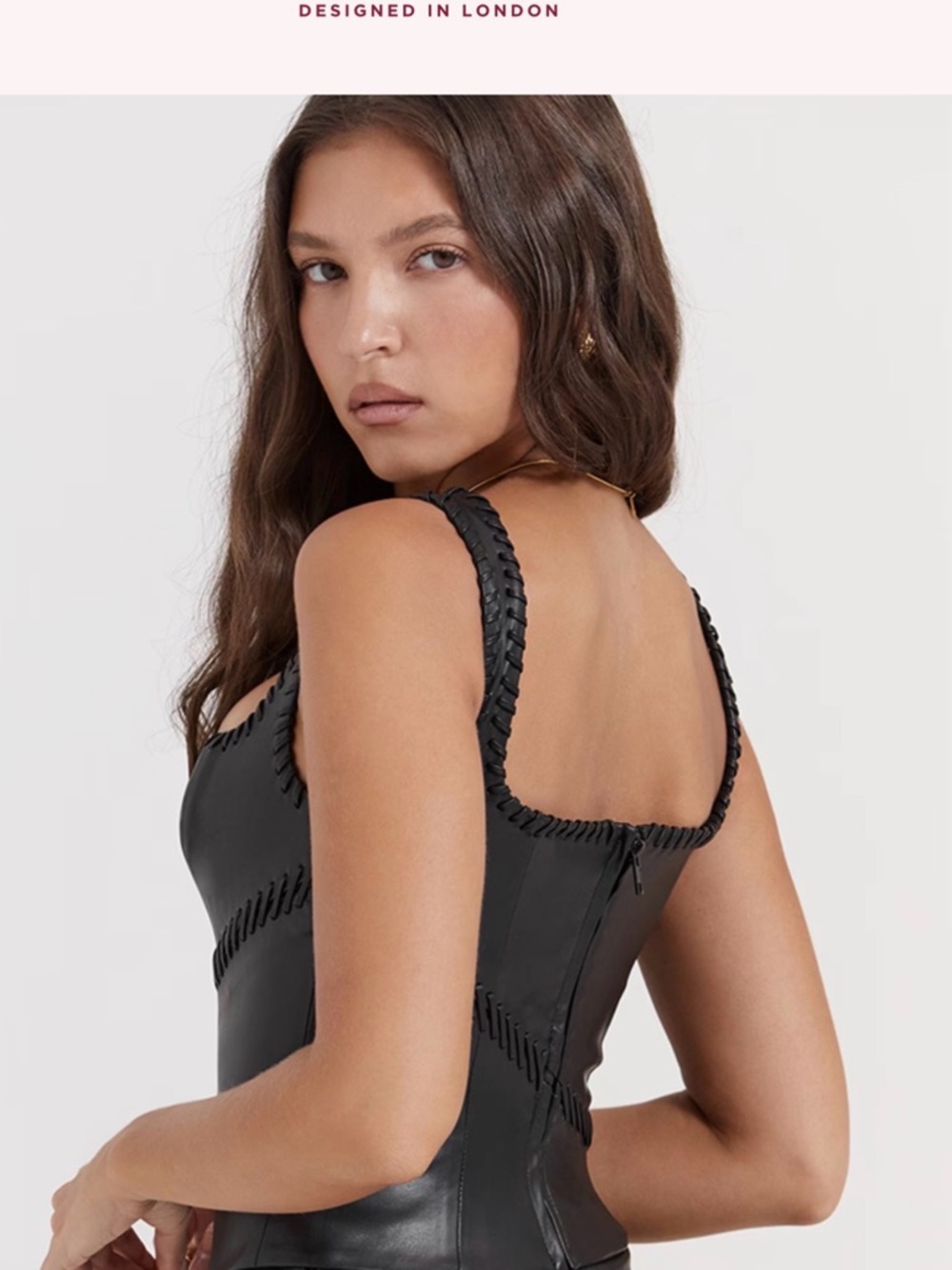 House of CB Black Vegan Leather Corset Top - Size L with Plus Cup - Picture 7 of 11